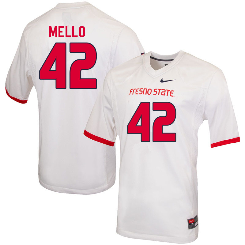 Men #42 Tyler Mello Fresno State Bulldogs College Football Jerseys Sale-White